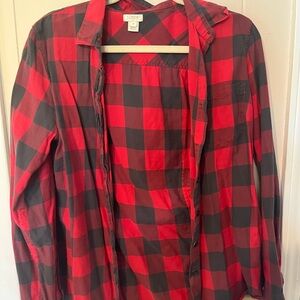 J. Crew Red and Black Checkered Shirt